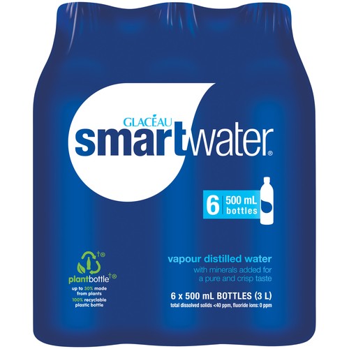 Glacéau smartwater  500mL Bottles, 6 Pack