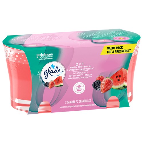 Glade Refresher Candle Bubbly Berry Splash & Watermelon Twin Pack