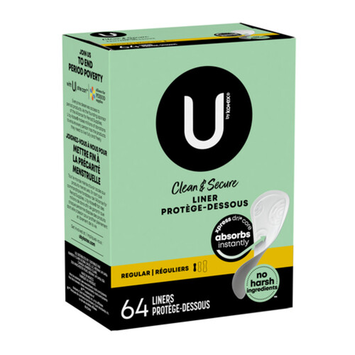 U By Kotex Clean & Secure Panty Liners Regular Absorbency 64 Count
