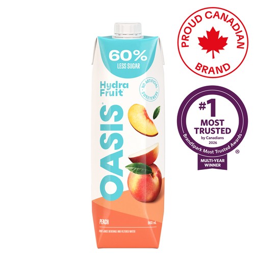 Oasis Hydrafruit Juice Peach 960 ml - Voilà Online Groceries & Offers