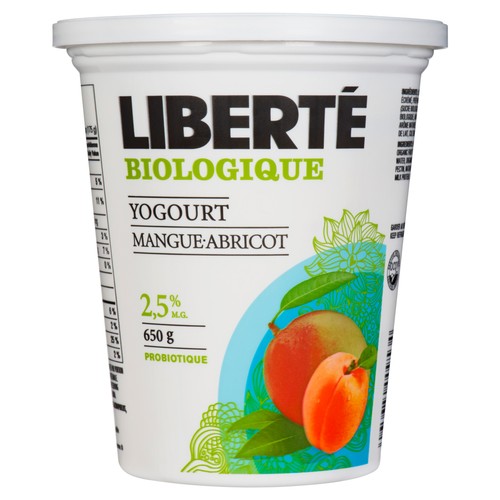 Liberté Organic 2.5% Yogurt Mango Apricot 650 g