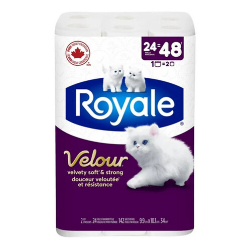 Royale Bathroom Tissue Velour 2-Ply 24 Rolls x 142 Sheets