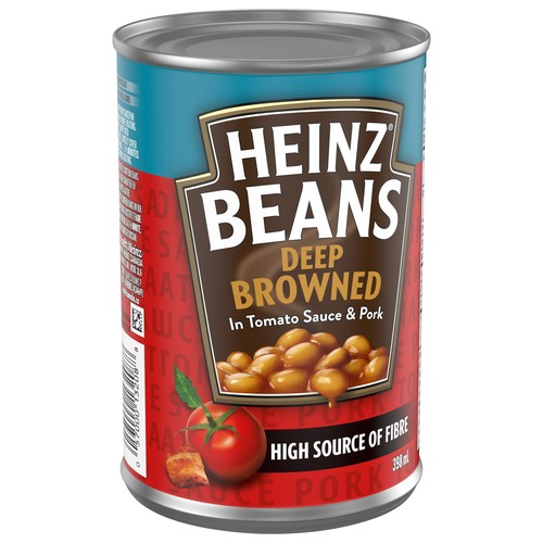 Heinz Canned Beans Deep-Browned With Pork & Tomato Sauce 398 ml