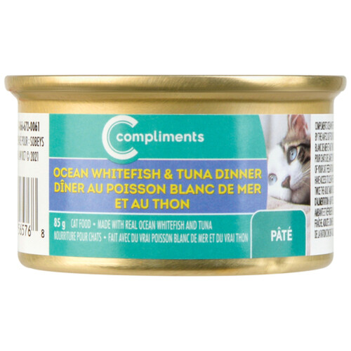 Compliments Wet Cat Food Pate Ocean White Fish & Tuna Dinner 85 g