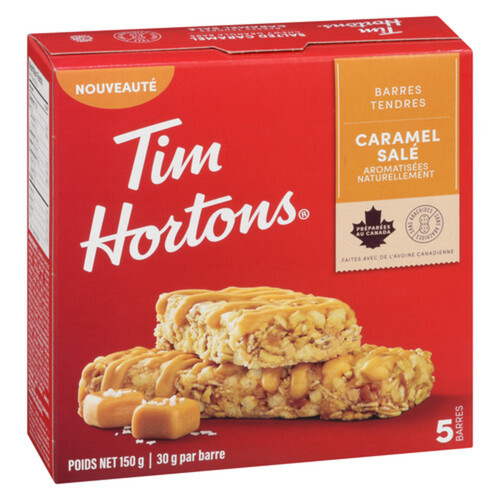 Tim Hortons Nut free Chewy Granola Bar Salted Caramel 5 x 150 g