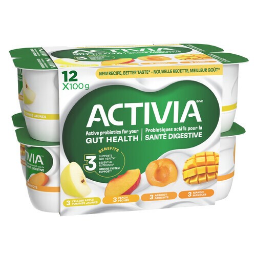 Activia Probiotics Yogurt Yellow Apple Apricot Mango Peach Value Size 12 x 100 g