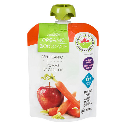 Compliments Organic Baby Food Purée Apple Carrot 128 ml