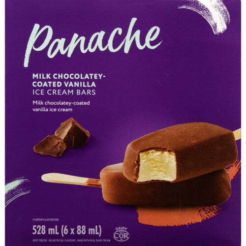 Panache Ice Cream Bars Vanilla & Milk Chocolate 6 x 88 ml