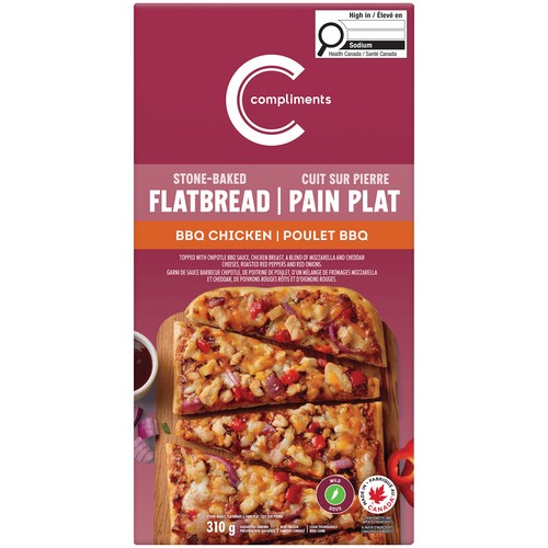 Compliments Frozen Flatbread Pizza Stone Baked BBQ Chicken 310 g