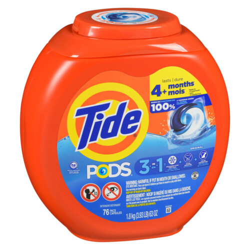 Tide Laundry Detergent Liquid Pods Original 76 Use 1.87 kg