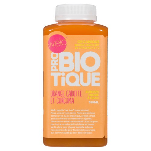 Welo Probiotic Organic Drink Orange Carrot Turmeric 350 ml (bottle)