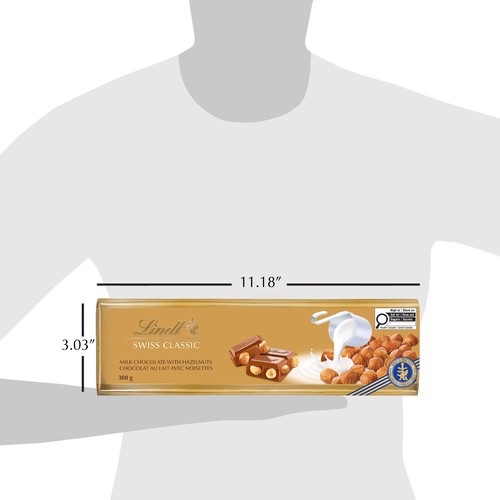 Lindt Swiss Classic Milk Chocolate Bar Gold Hazelnut 300 g