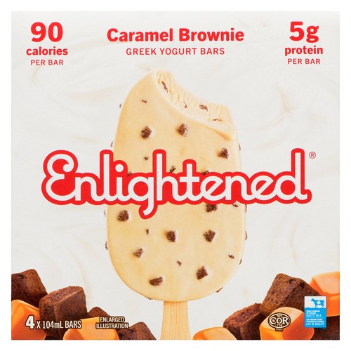 Enlightened Frozen Greek Yogurt Bars Caramel Brownie 4 EA