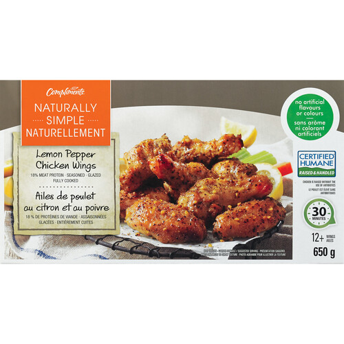 Compliments Frozen Wings Naturally Simple Lemon Pepper 650 g