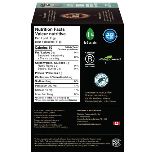 Muskoka Roastery Coffee Compatible Coffee Pods Muskoka Maple 20 K-Cups 220 g
