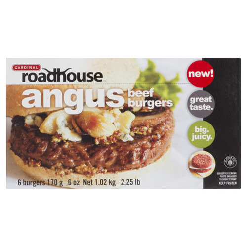 Cardinal Roadhouse Frozen Beef Burgers Angus 1.02 kg