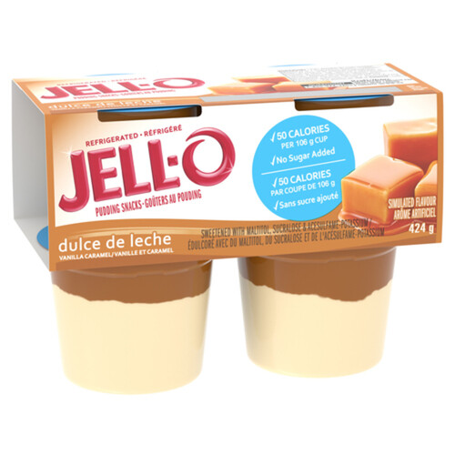 Jell-O Refrigerated Pudding Snacks Dulce De Leche 4 x 106 g