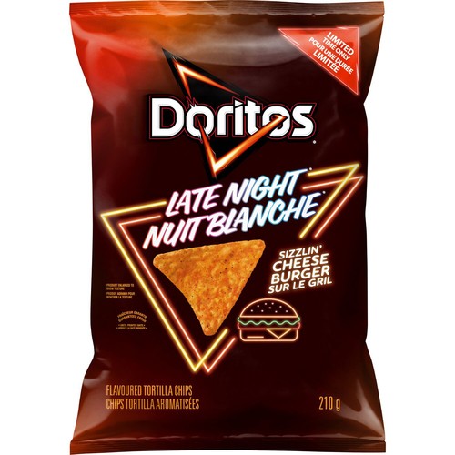 Doritos Late Night Sizzlin' Tortilla Chips Cheeseburger Flavoured 210 g