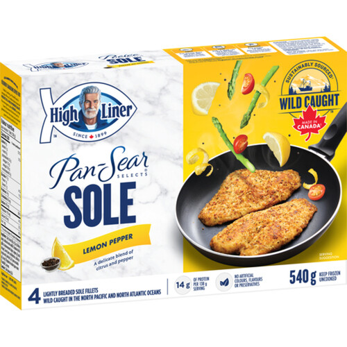 High Liner Frozen Pan Sear Sole Fillets Lightly Breaded Lemon Pepper 540 g