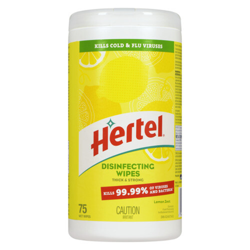 Hertel Disinfectant Wipes Lemon 75 Count