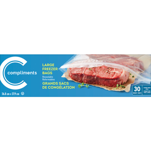 Compliments Freezer Bags Large 30 Count