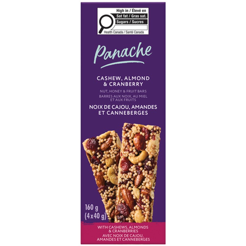 Panache Bars Honey Fruit Cashew Almonds & Cranberries 4 x 40 g - Voilà ...
