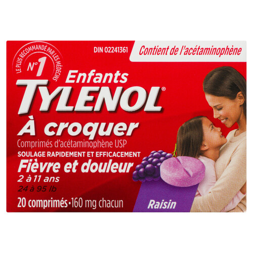 Tylenol Children's Chewables Pain Relief Grape 20 Tablets