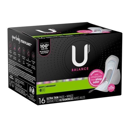 U by Kotex Balance Ultra Thin Pads Heavy With Wings 16 Count