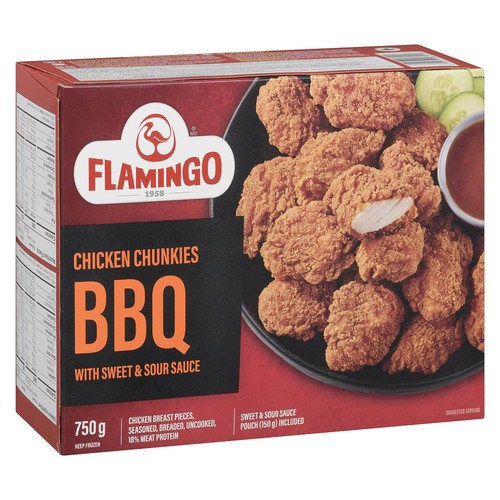Flamingo Frozen Chicken Chunks Uncooked BBQ 750 g