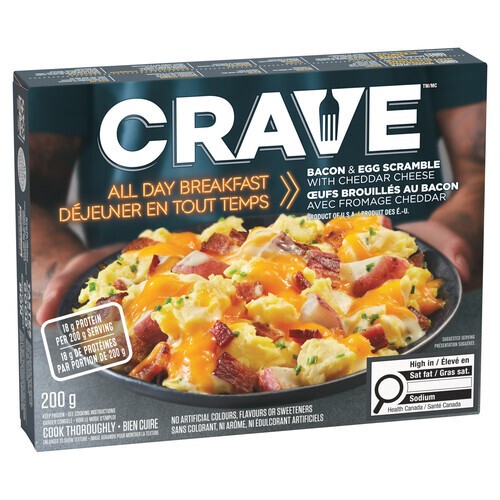 Crave Frozen Breakfast Bacon & Egg Scramble With Cheddar Cheese 200 g