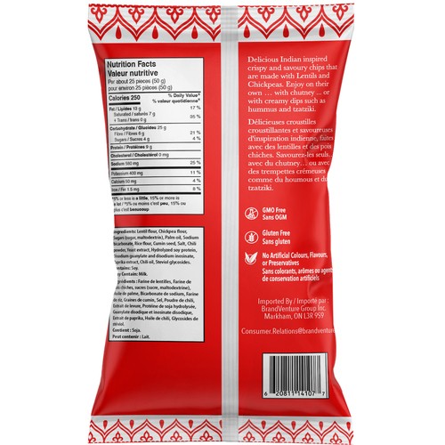 ChaCha's Snacks Poppadoms Crispy Indian Chips Sweet Chili  114 g