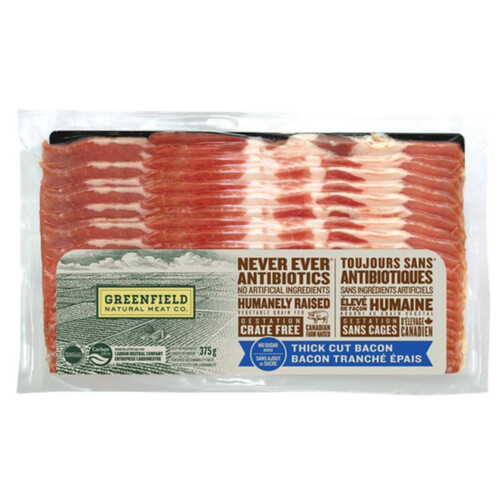 Greenfield Natural Meat Co. No Sugar Added Thick Cut Bacon 375 g