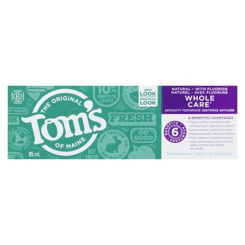 Tom's Of Maine Anticavity Toothpaste Whole Care Peppermint 85 ml
