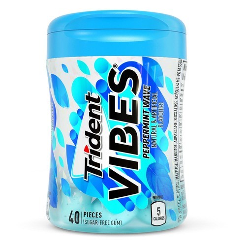 Trident Sugar Free Vibes Gum Peppermint Wave In Bottle 40 Pieces 