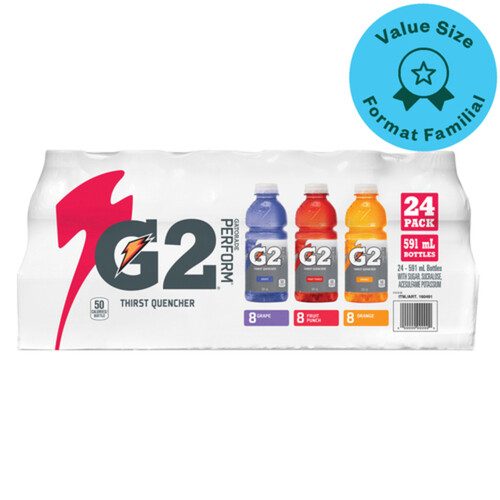 Gatorade Sports Drink G2 Club Pack 24 x 591 ml (bottles)