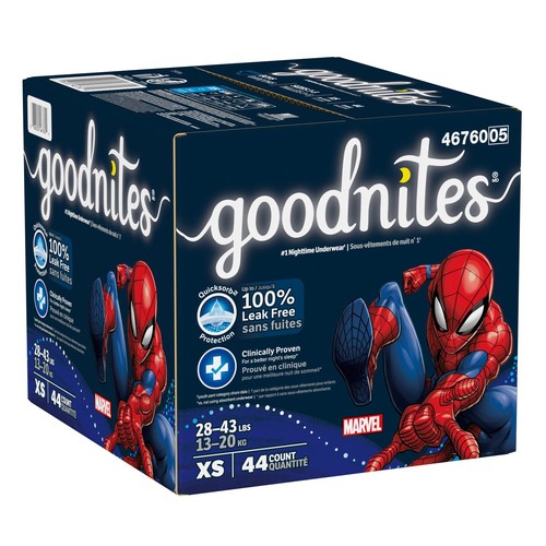 Goodnites Boys Nighttime Underwear XS (28-43 lbs) 44 Count