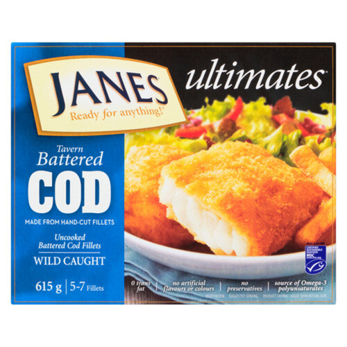 Janess Frozen Tavern Battered Cod Fillets 615 g