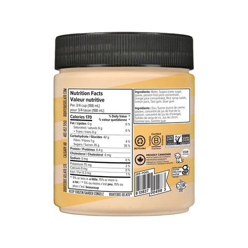 Righteous Gelato Passion Fruit Orange Guava Sorbetto 473 ml