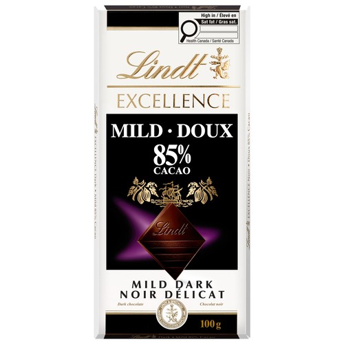 Lindt Excellence 85% Chocolate Bar Mild Family Size 100 g