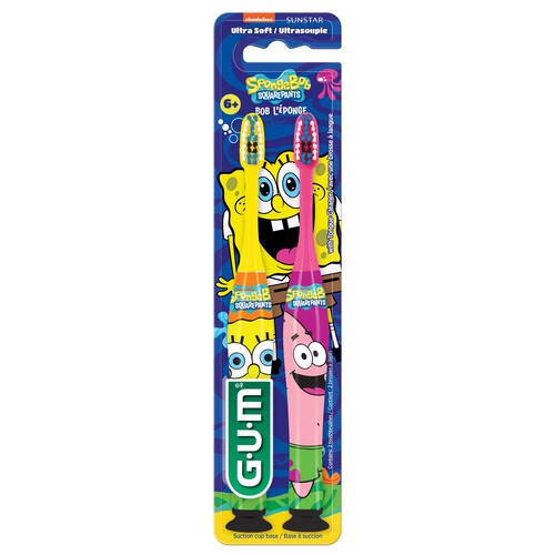 GUM Toothbrush Spongebob Squarepants Ultra Soft 2 Pack 