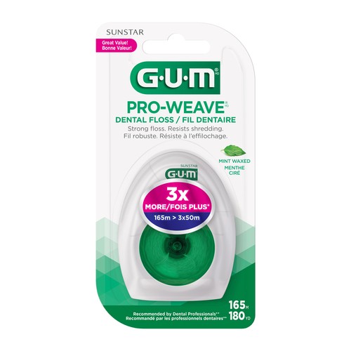 GUM Pro-Weave Dental Floss String Mint Waxed 165 m