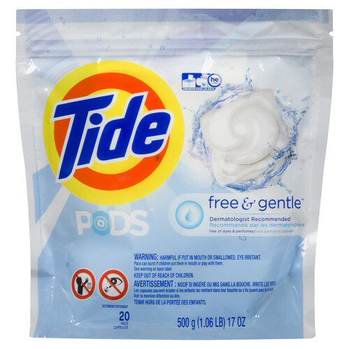 Tide Laundry Detergent Pods Free & Gentle 20 Pacs 500 g 