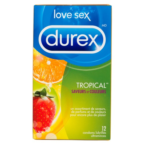 Durex Tropical Flavors & Colors Condoms 12 Pack