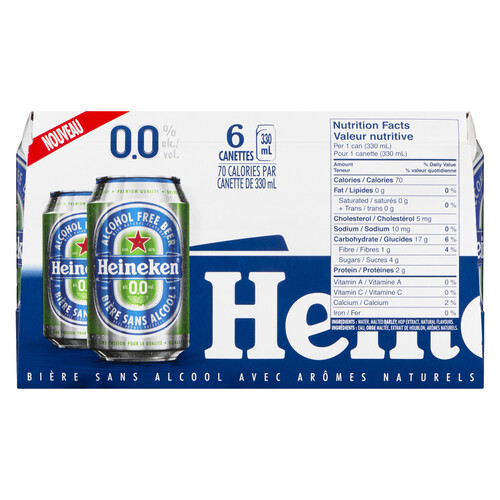 Heineken 0.0% Alcohol Beer 6 x 330 ml (cans)