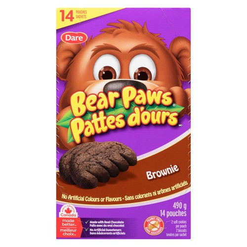 Dare Bear Paws Peanut-Free Soft Cookies Brownie 14 Pouches 490 g