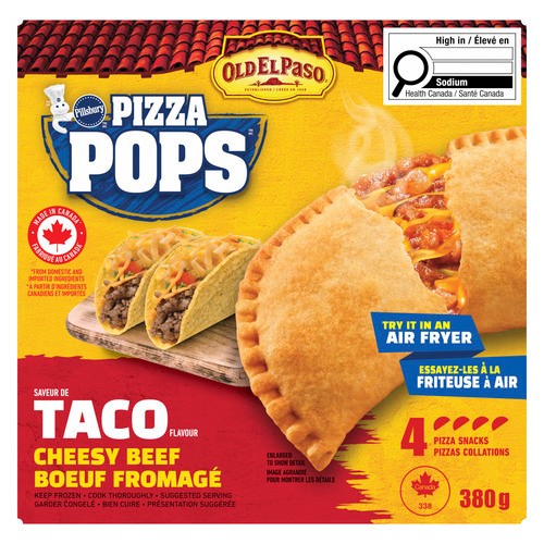 Pillsbury Frozen Pizza Pops Taco Flavour Cheesy Beef 380 g