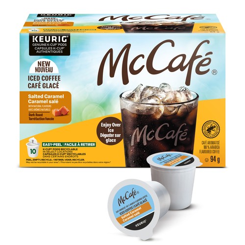 McCafé Iced Coffee Pods Dark Roast Salted Caramel 10 K-Cups 94 g