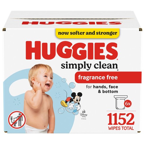 Huggies Simply Clean Baby Wipes Unscented Refill Pack 1152 Count