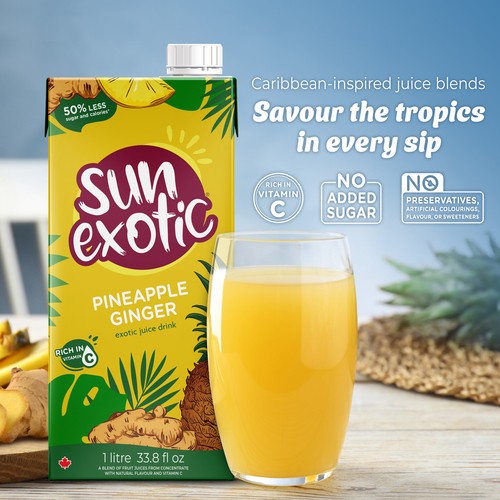 Sun Exotic Juice Drink Pineapple Ginger 1 L