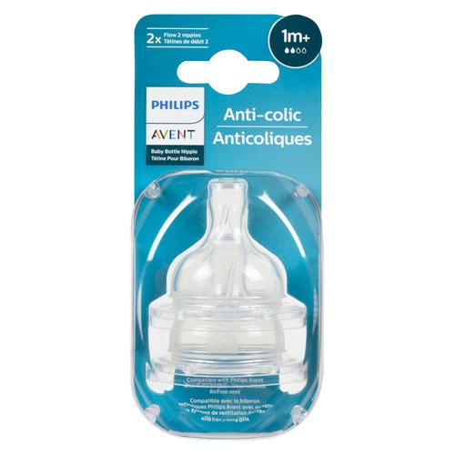 Philips Avent Anti-colic Baby Bottle Nipples 2 Pack 1 Count